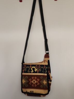 Boho Patterned Crossbody Bag in Brown and Multicolor
